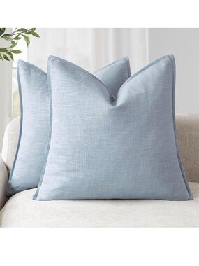 Decorative Linen Soild Throw Pillow Covers Set Of 2 Size 22x22